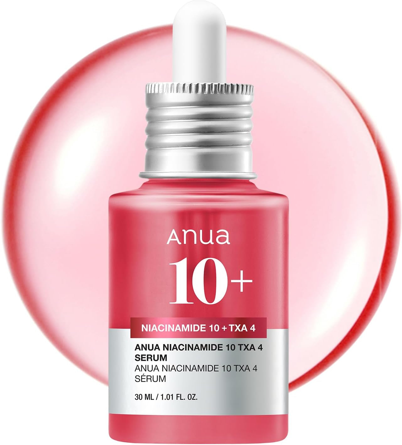 ANUA Suero Con 10% De Niacinamida Y 4% De Ácido Tranexámico, Ceramida, Ácido Hialurónico, Vitamina B12, Color Natural, Para Pieles Sensibles, Piel De Cristal Coreana, Sin Fragancia 30 Ml/1,01 Fl.Oz.
