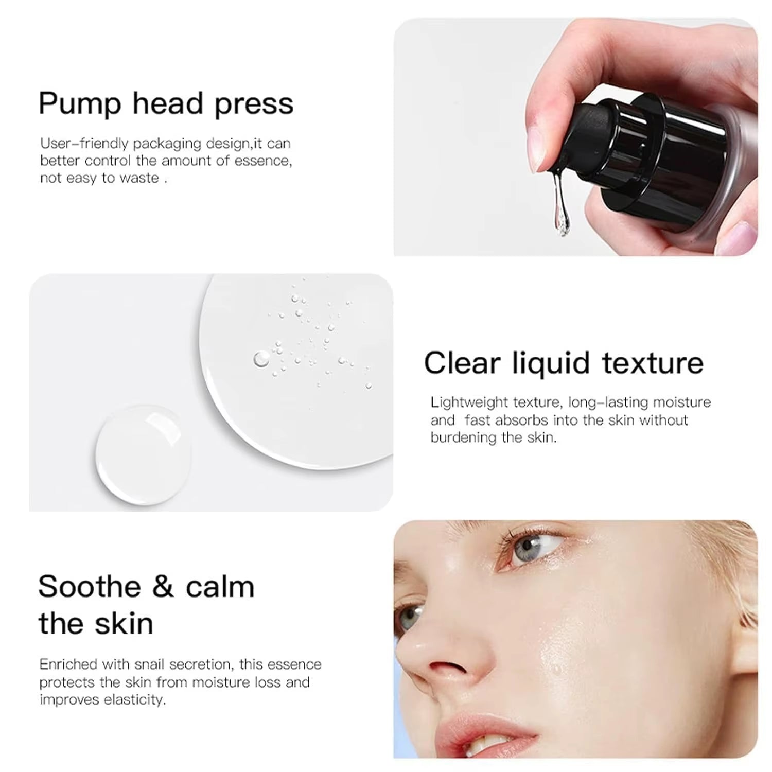 Snail Mucin Peptide Essence,Hyaluronic Acid Skin Repair Serum,Lightens Wrinkles and Dark Spots,Face Moisturizing and Hydrating