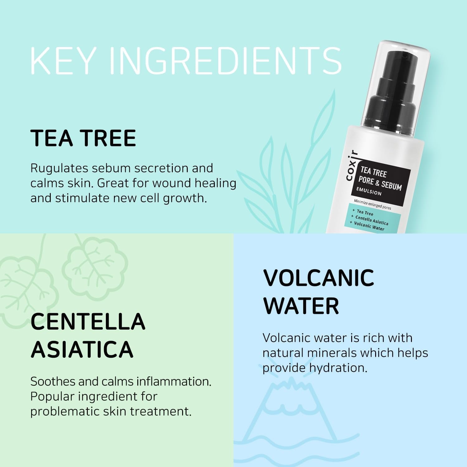 Coxir Tea Tree Pore&Sebum Emulsion, Emulsión 1 Unidad 100 Ml