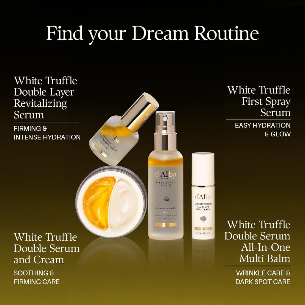 D'Alba Doble Sérum Multi Bálsamo Con Trufas Blancas Italianas, Todo En Uno, Cuidado De La Piel Vegano, Tratamiento 3 En 1, Bálsamo Para Tratamiento De Arrugas, Skicare Coreano