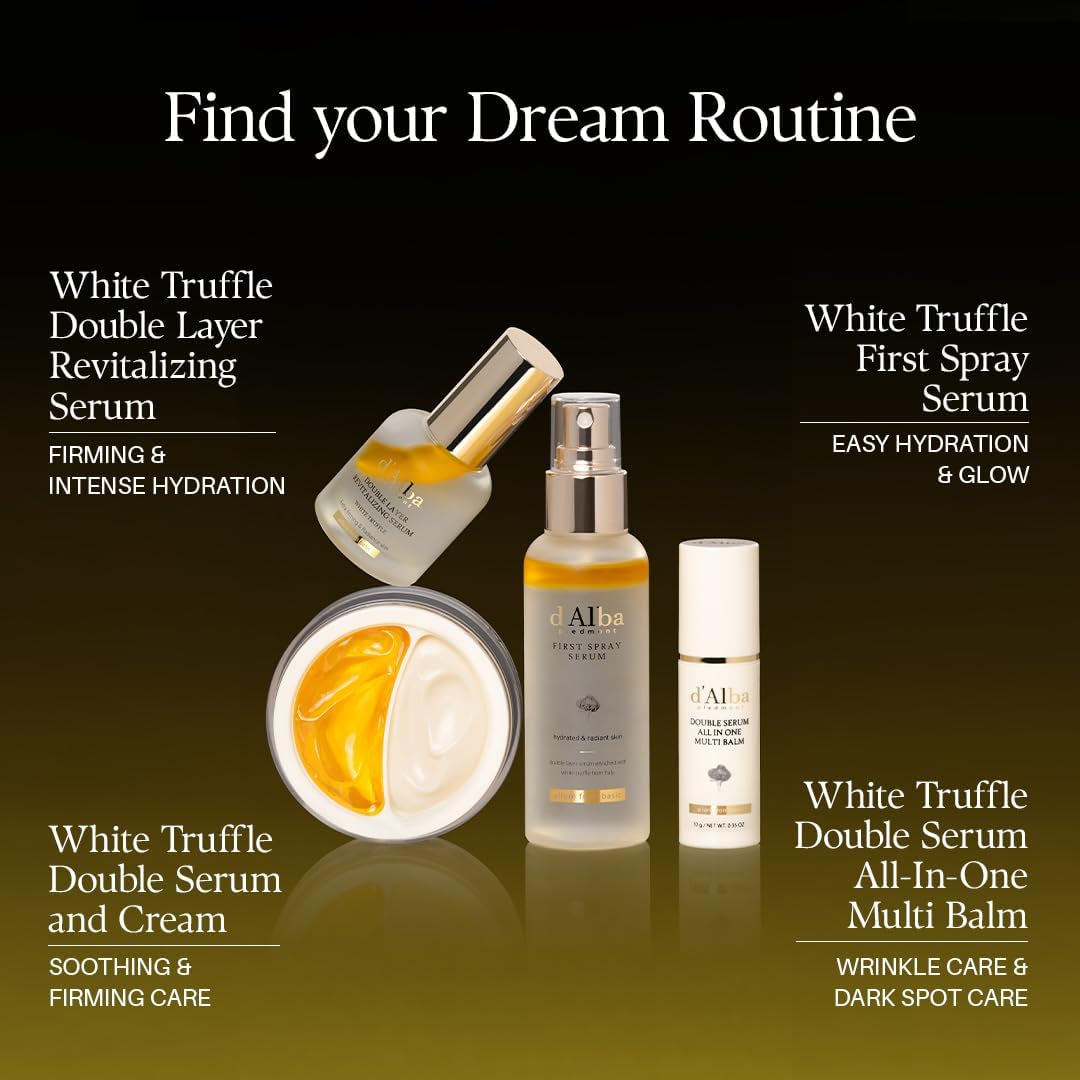 D'Alba Doble Sérum Multi Bálsamo Con Trufas Blancas Italianas, Todo En Uno, Cuidado De La Piel Vegano, Tratamiento 3 En 1, Bálsamo Para Tratamiento De Arrugas, Skicare Coreano