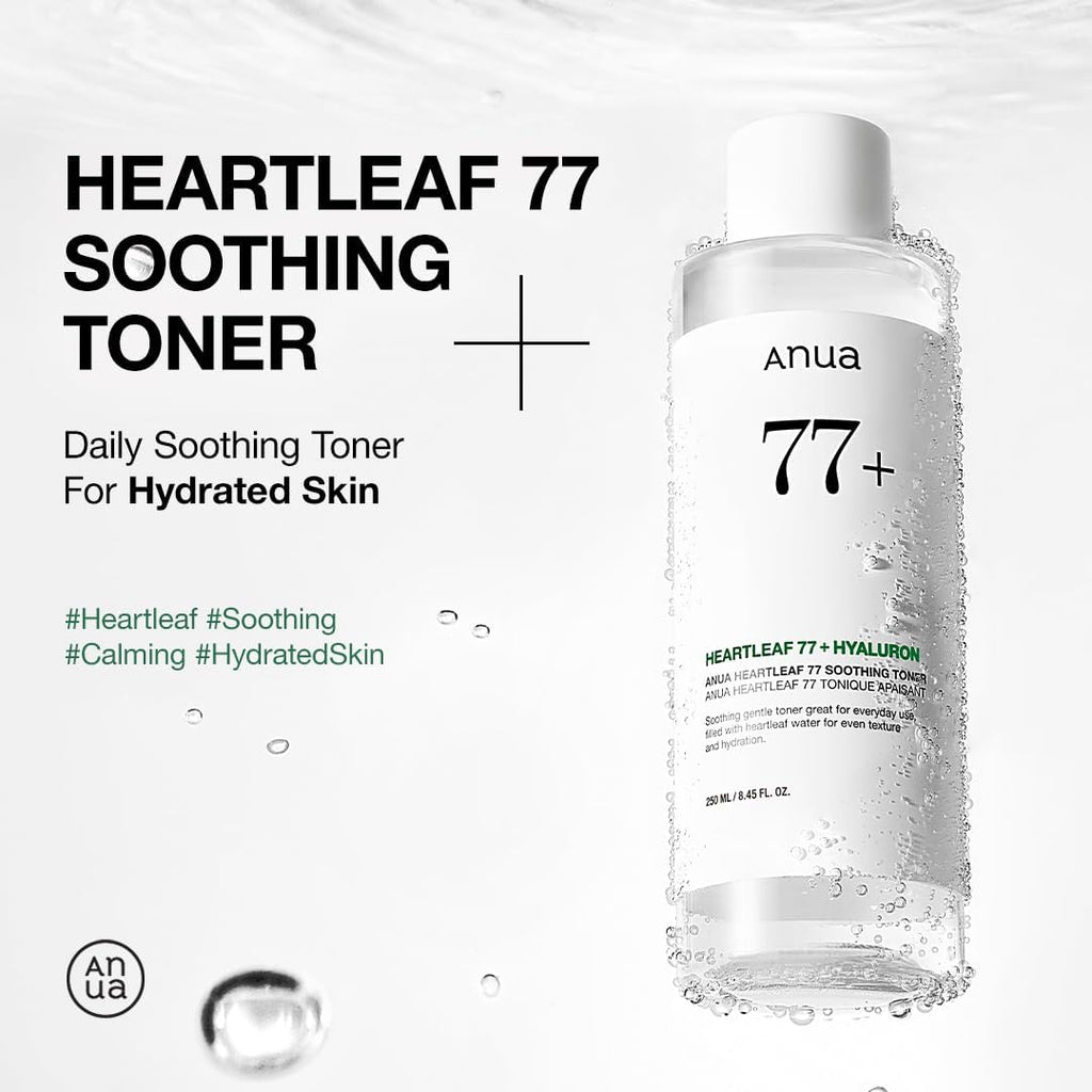 Anua Heartleaf 77% Soothing Toner I Ph 5.5 Skin Trouble Care, Calming Skin, Refreshing, Hydrating, Purifying, Cruelty Free, Vegan for Sensitive, Combination (250Ml / 8.45 Fl.Oz.)