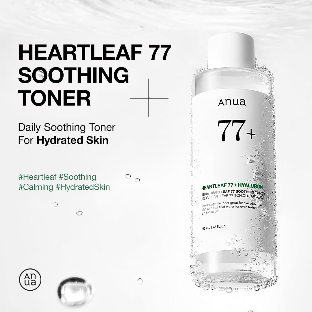 Anua Heartleaf 77% Soothing Toner I Ph 5.5 Skin Trouble Care, Calming Skin, Refreshing, Hydrating, Purifying, Cruelty Free, Vegan for Sensitive, Combination (250Ml / 8.45 Fl.Oz.)