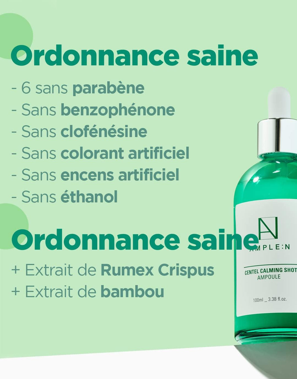 CORÉANA AMPLE:N Ampolla Disparo Calmante Centel- Suero Facial Calmante Con Centella Asiática Para Calmar La Piel Irritada Y Sensible - Alivio Del Enrojecimiento (100Ml)