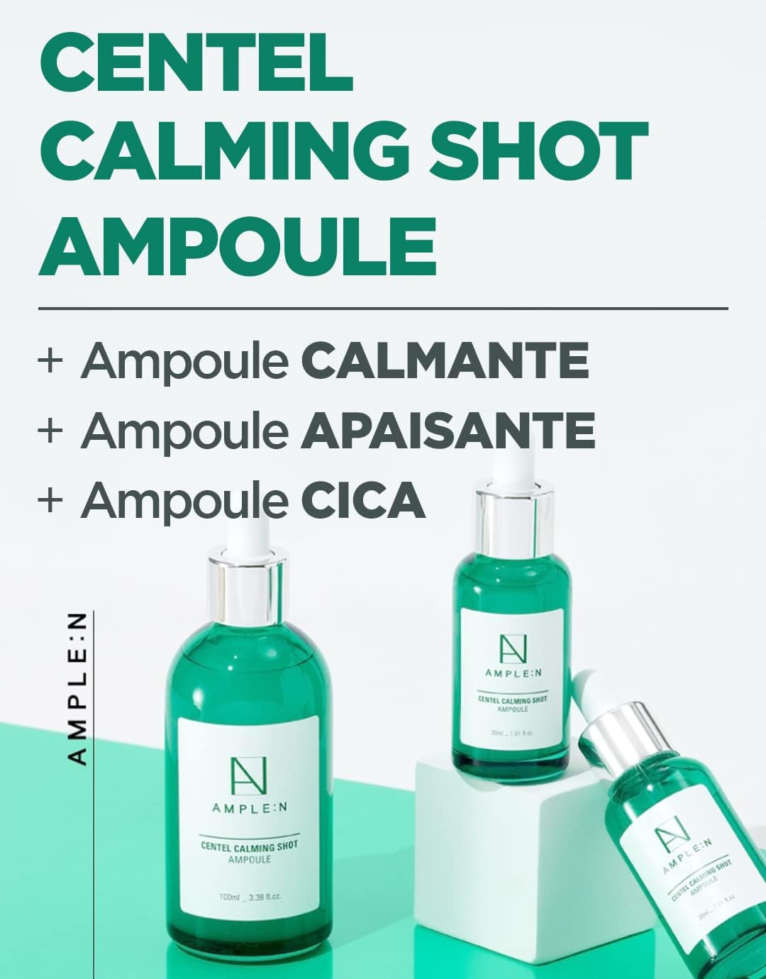 CORÉANA AMPLE:N Ampolla Disparo Calmante Centel- Suero Facial Calmante Con Centella Asiática Para Calmar La Piel Irritada Y Sensible - Alivio Del Enrojecimiento (100Ml)