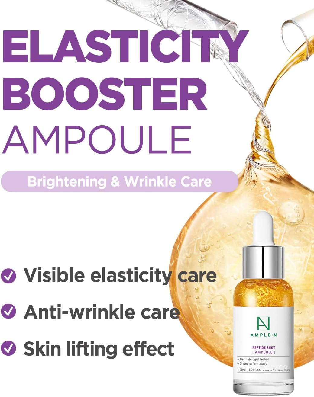 AMPLE:N Ampolla De Inyección De Péptidos 1.01 Fl.Oz.(30 Ml)-Suero Reafirmante Facial Antiarrugas Y Antienvejecimiento Definitivo, Potenciador De Tri-Péptidos, Cuidado De La Piel Rejuvenecedor