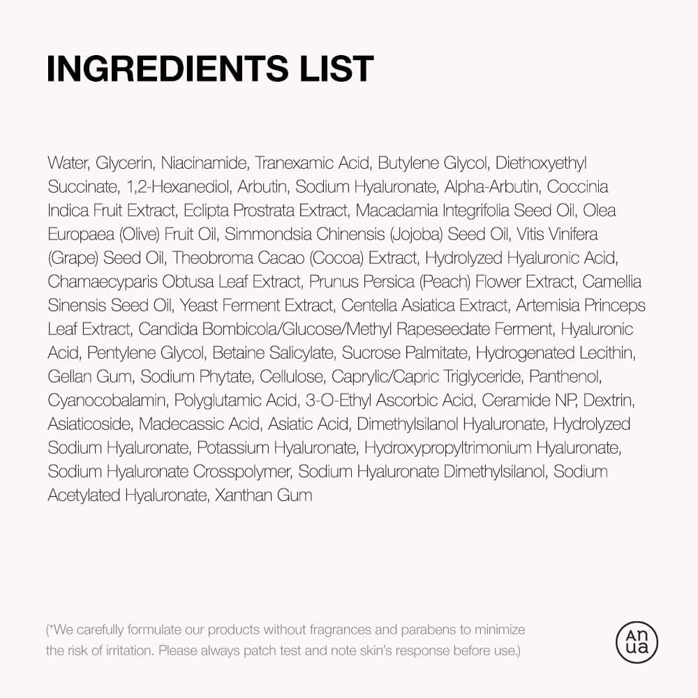 ANUA Suero Con 10% De Niacinamida Y 4% De Ácido Tranexámico, Ceramida, Ácido Hialurónico, Vitamina B12, Color Natural, Para Pieles Sensibles, Piel De Cristal Coreana, Sin Fragancia 30 Ml/1,01 Fl.Oz.