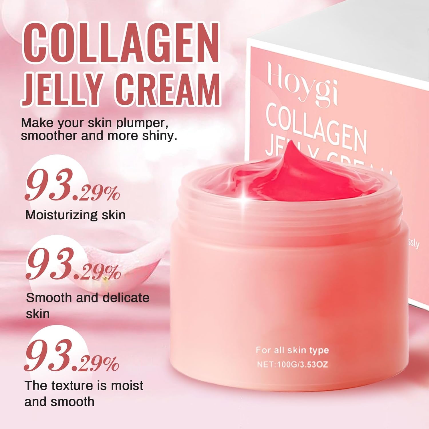 Collagen Jelly Cream, 100G Cremas Coreanas Faciales, Crema Hidratante Facial, Crema Cara Con Niacinamida, Hydration Proporciona Humedad Apto Para Todo Tipo De Piel