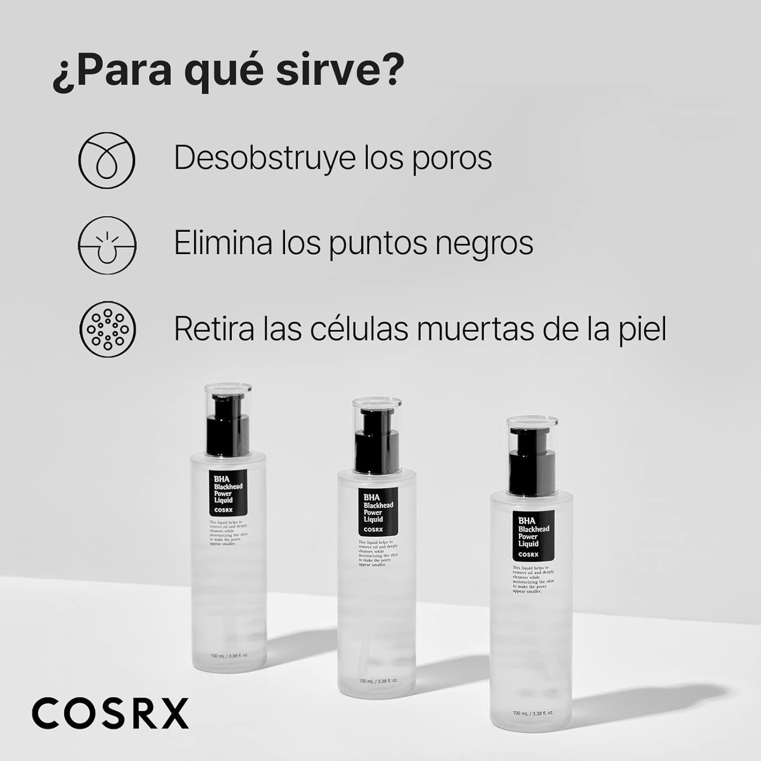 COSRX 100Ml Líquido Para Puntos Negros BHA 4%, Los Poros Congestionados Desaparecen, Salicilato De Betaína, Hipoalergénico, Testado Por Dermatólogos, SIN Crueldad, SIN Parabenos, SIN Sulfatos