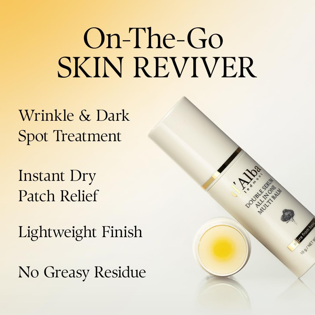 D'Alba Doble Sérum Multi Bálsamo Con Trufas Blancas Italianas, Todo En Uno, Cuidado De La Piel Vegano, Tratamiento 3 En 1, Bálsamo Para Tratamiento De Arrugas, Skicare Coreano