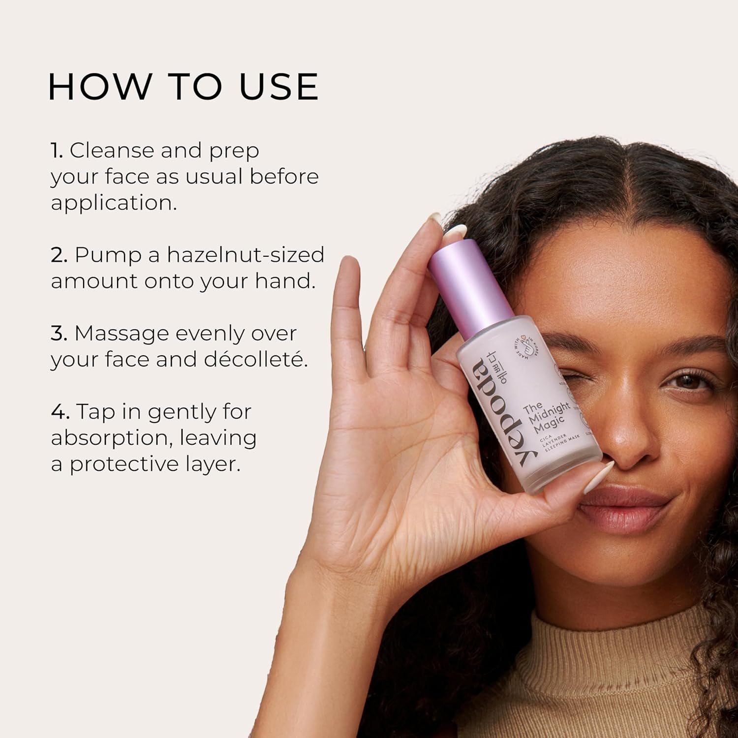 Yepoda the Midnight Magic, Mascarilla De Noche Hidratante Y Rejuvenecedora, Fórmula Nutritiva De Centella Asiática Y Lavanda, Crema Hidratante De Noche Coreana Vegana Para Todo Tipo De Pieles, 50 Ml