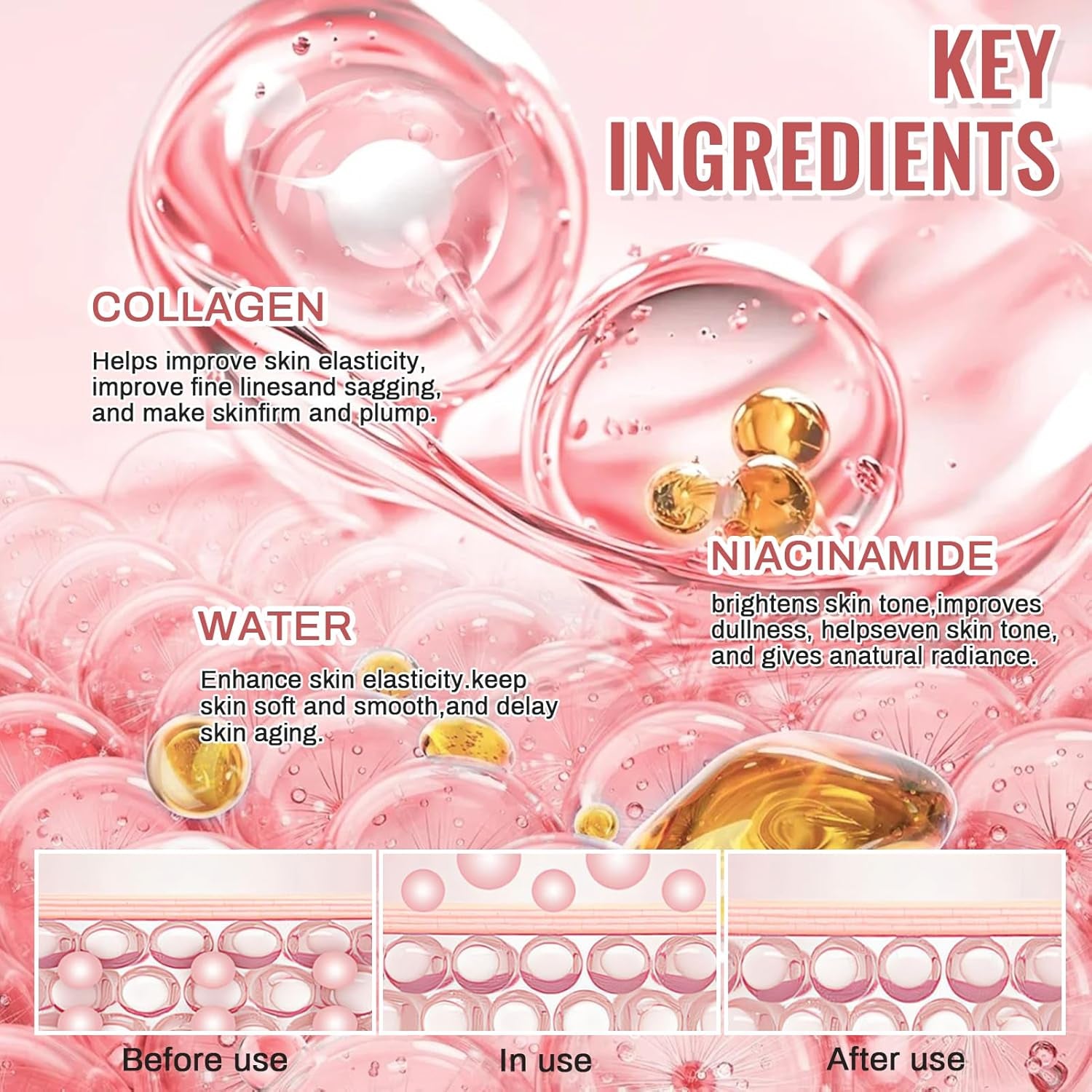 Collagen Jelly Cream, 100G Cremas Coreanas Faciales, Crema Hidratante Facial, Crema Cara Con Niacinamida, Hydration Proporciona Humedad Apto Para Todo Tipo De Piel