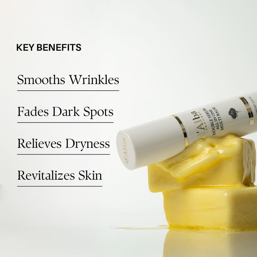 D'Alba Doble Sérum Multi Bálsamo Con Trufas Blancas Italianas, Todo En Uno, Cuidado De La Piel Vegano, Tratamiento 3 En 1, Bálsamo Para Tratamiento De Arrugas, Skicare Coreano