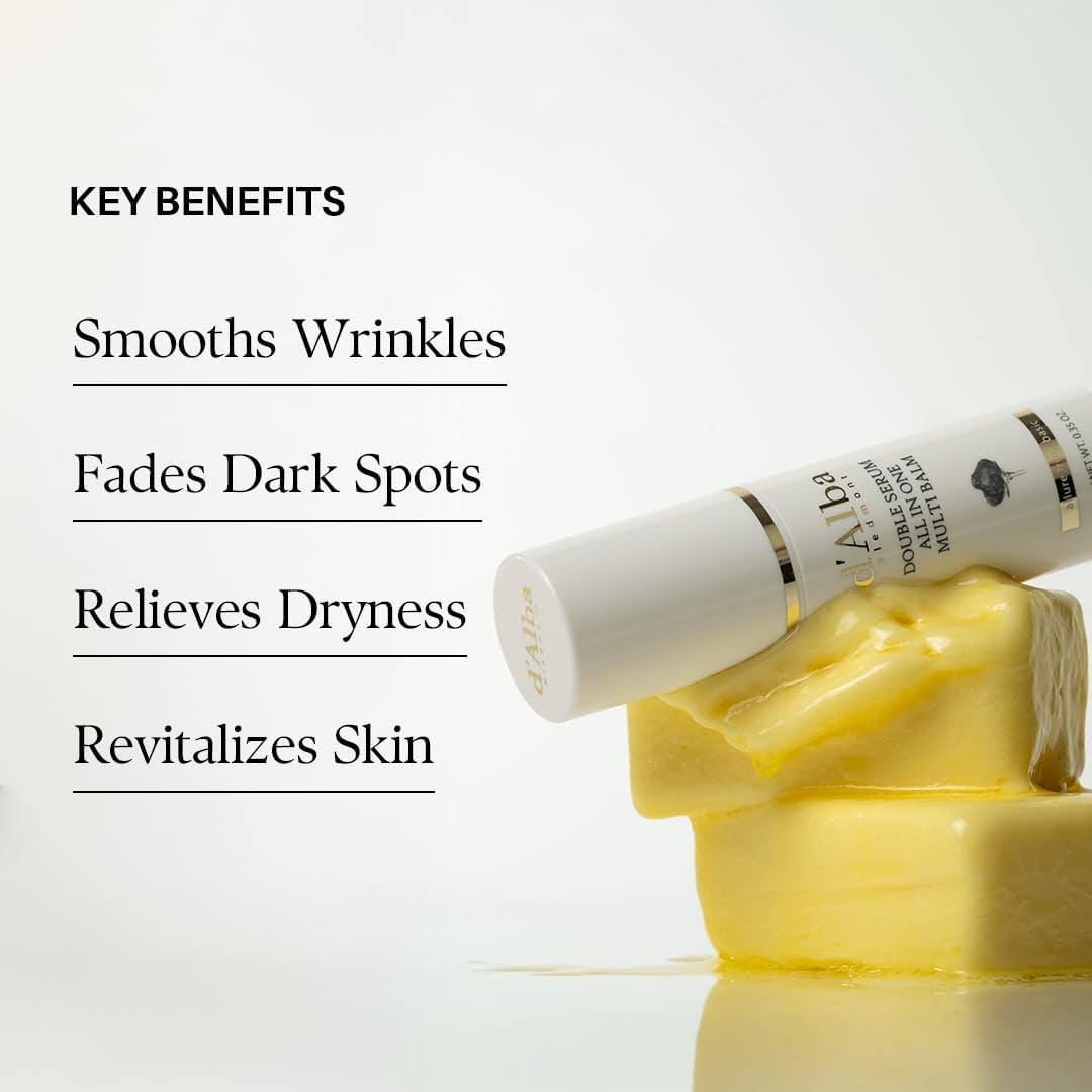 D'Alba Doble Sérum Multi Bálsamo Con Trufas Blancas Italianas, Todo En Uno, Cuidado De La Piel Vegano, Tratamiento 3 En 1, Bálsamo Para Tratamiento De Arrugas, Skicare Coreano