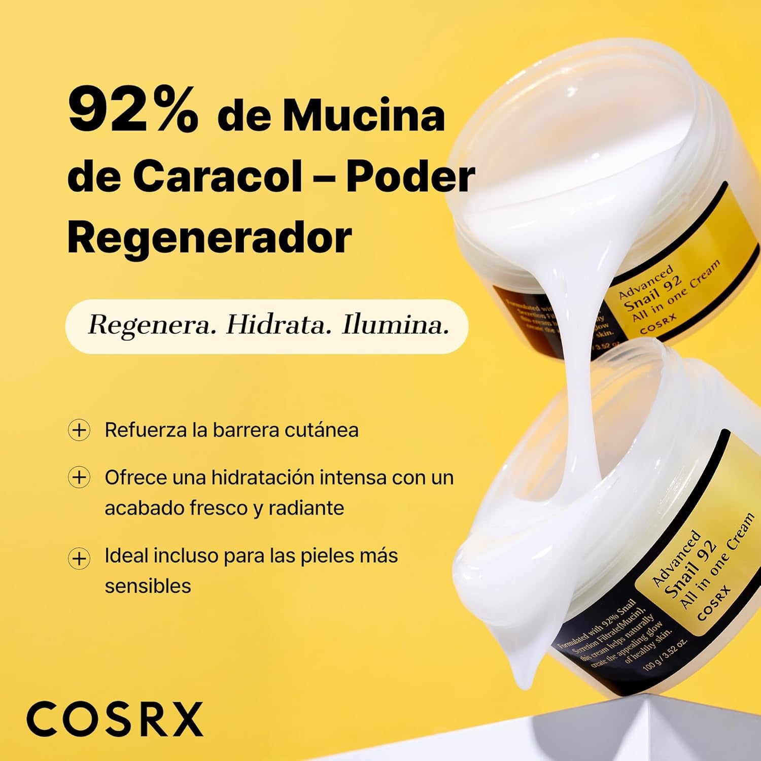 COSRX Advanced Snail 92 All in One Cream, 100G, anti Manchas Y Antiarrugas, Crema Hidratante De Dia Y Noche