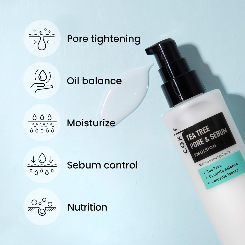 Coxir Tea Tree Pore&Sebum Emulsion, Emulsión 1 Unidad 100 Ml