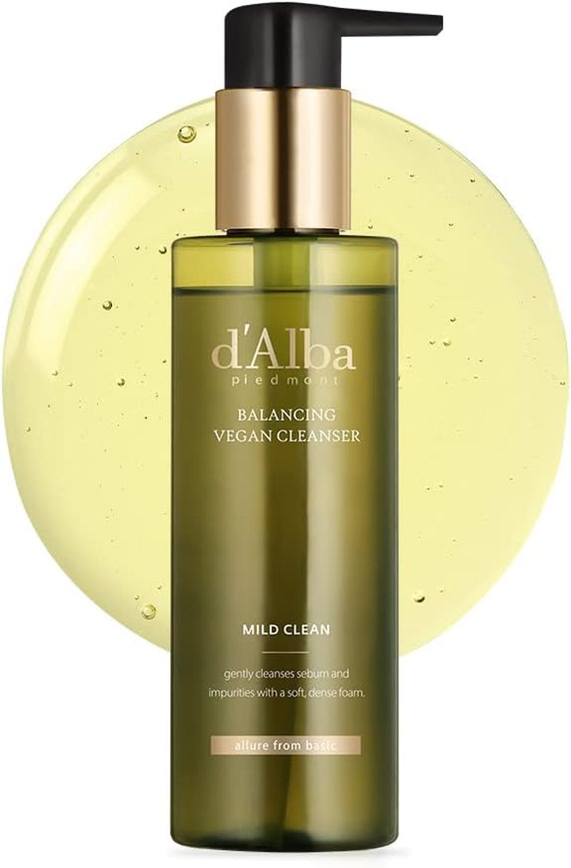D'Alba Limpiador Vegano Suave Para Equilibrar La Piel Con Trufa Blanca Italiana, Limpiador En Gel De Ph Suave, Limpiador Hidratado Y No Tensor, Vegano