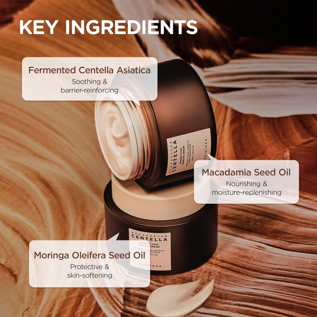 Madagascar Centella Probio-Cica Enrich Cream - Crema Facial Reparadora, 50 Ml