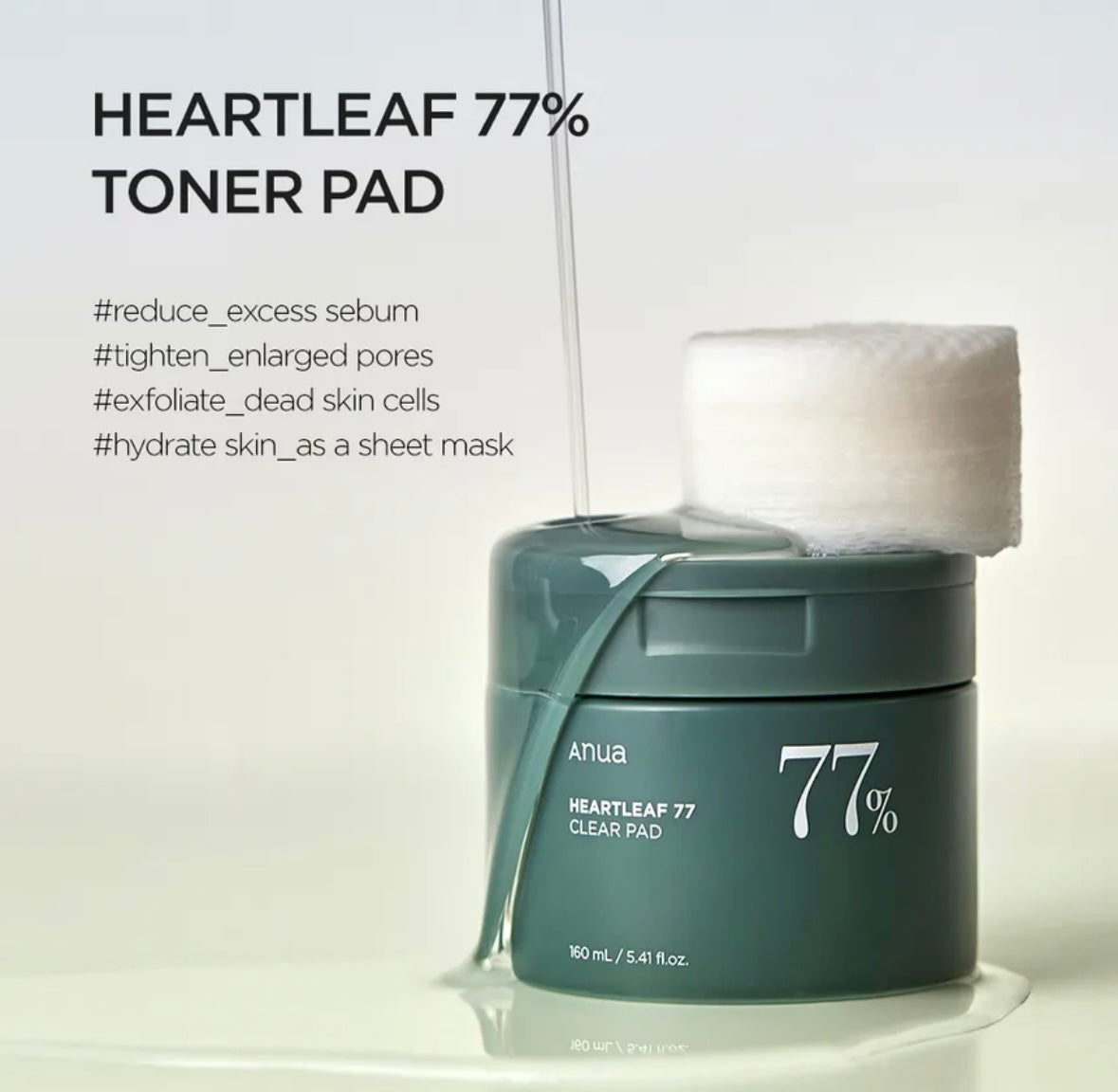 Anua Heartleaf 77% Clear Pad — Almohadillas Calmantes y Purificantes