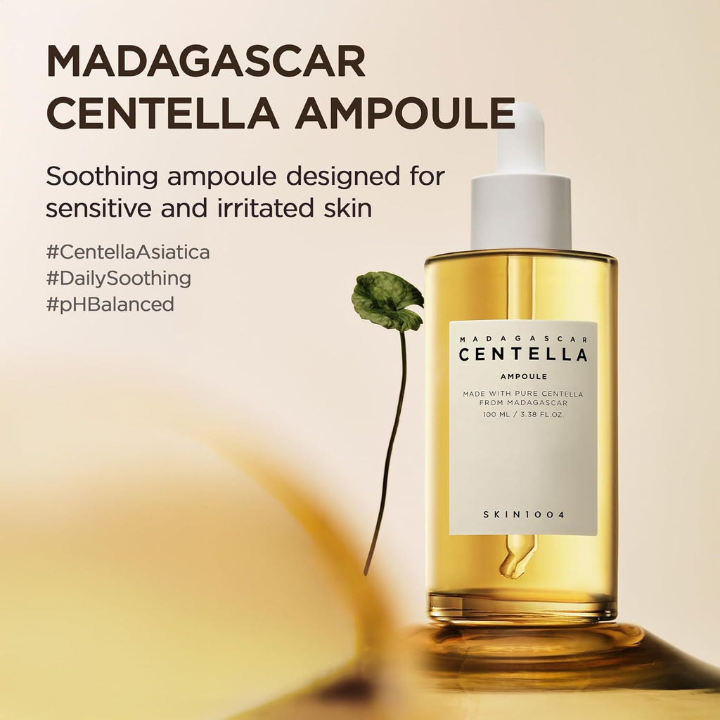 Madagascar Centella Asiatica Ampoule Facial Serum 1.85 Fl.Oz, 55Ml, Soothes Acne Prone and Sensitive Skin
