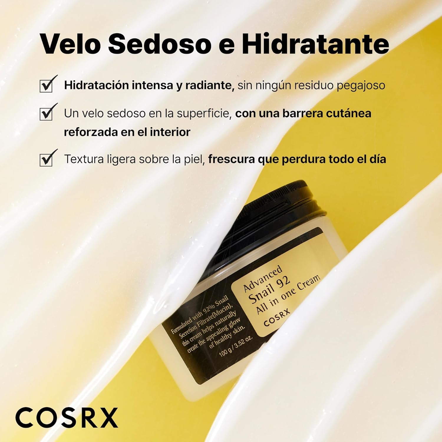 COSRX Advanced Snail 92 All in One Cream, 100G, anti Manchas Y Antiarrugas, Crema Hidratante De Dia Y Noche