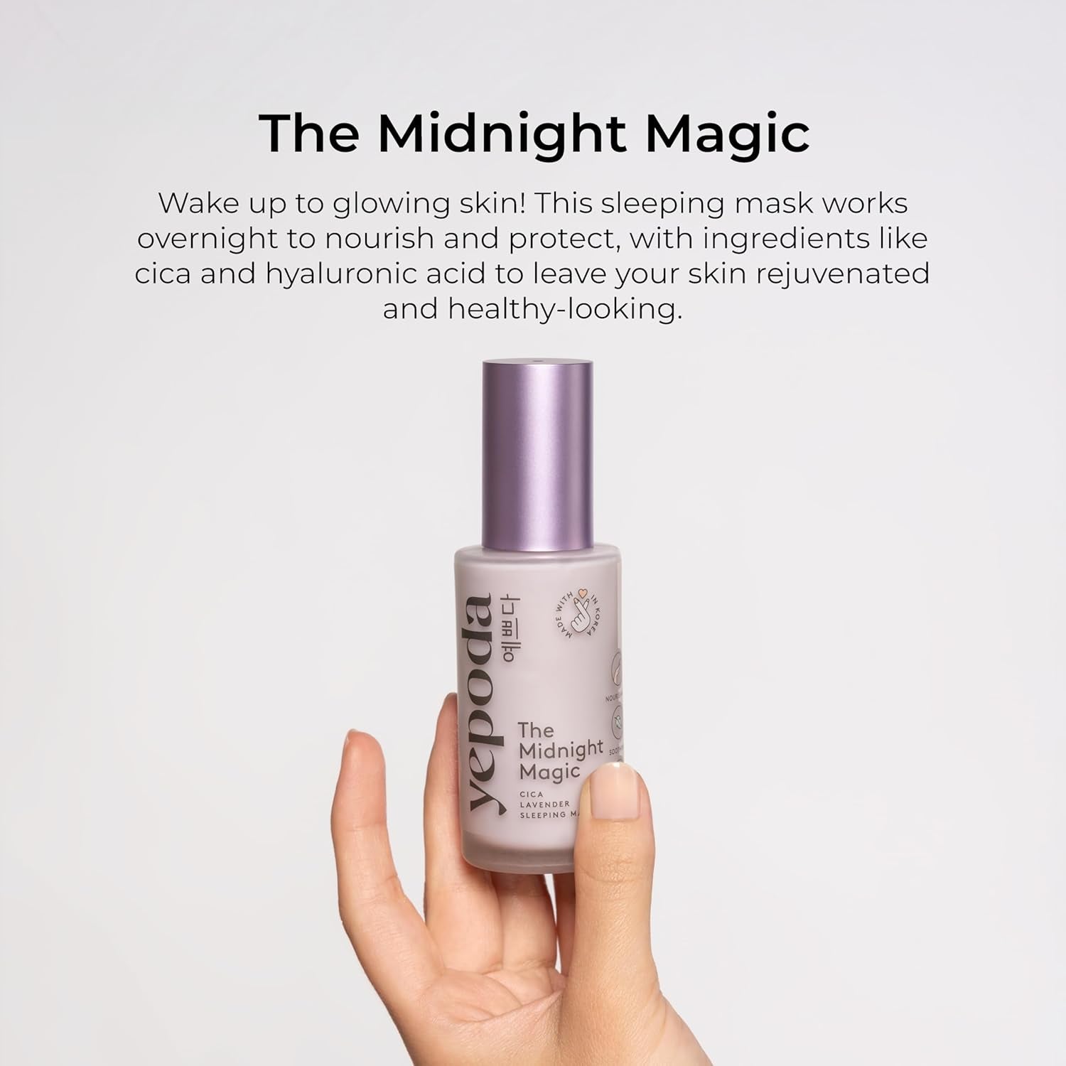 Yepoda the Midnight Magic, Mascarilla De Noche Hidratante Y Rejuvenecedora, Fórmula Nutritiva De Centella Asiática Y Lavanda, Crema Hidratante De Noche Coreana Vegana Para Todo Tipo De Pieles, 50 Ml