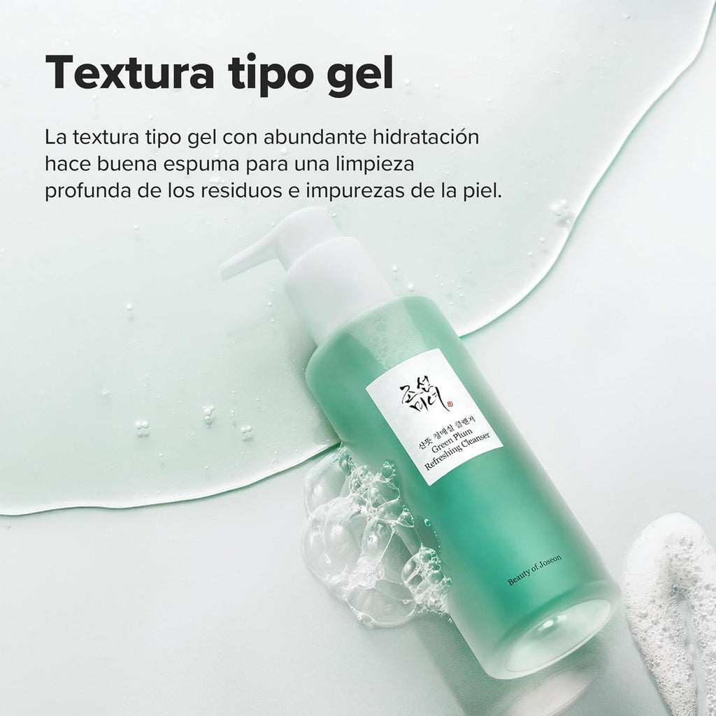 Beauty of Joseon Gel Limpiador Refrescante Green Plum. Limpieza Profunda De Poros, Limpiador Facial Para El Acné, Eliminador De Puntos Negros Para Todo Tipo De Piel. 100 Ml, 3.38 Onzas Líquidas.