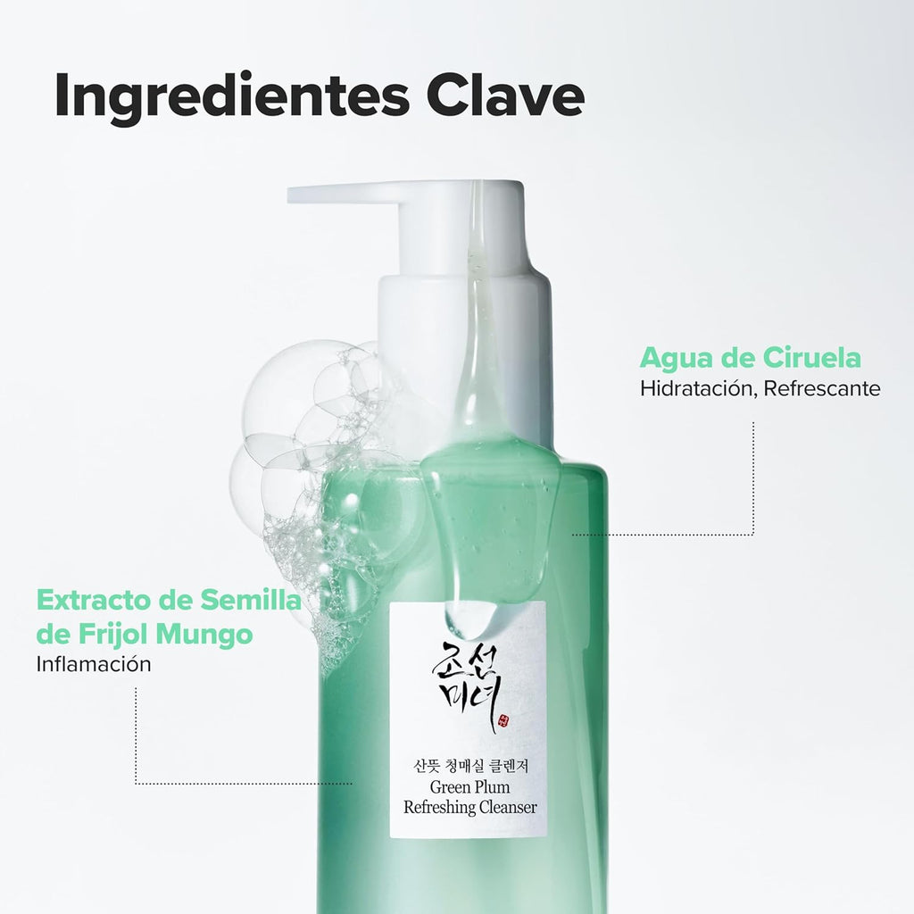 Beauty of Joseon Gel Limpiador Refrescante Green Plum. Limpieza Profunda De Poros, Limpiador Facial Para El Acné, Eliminador De Puntos Negros Para Todo Tipo De Piel. 100 Ml, 3.38 Onzas Líquidas.