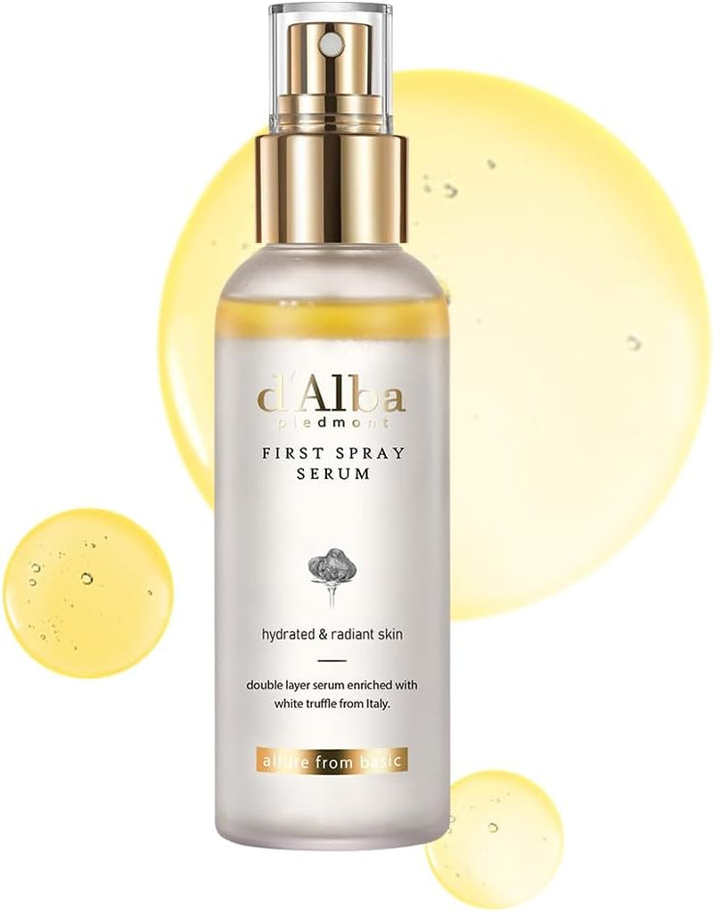 D'Alba First Spray Serum Con Trufas Blancas Italianas, Cuidado De La Piel Vegano, Bruma Facial Hidratante Para Todo Tipo De Piel, Spray Multifuncional, Skincare Coreano (100Ml)