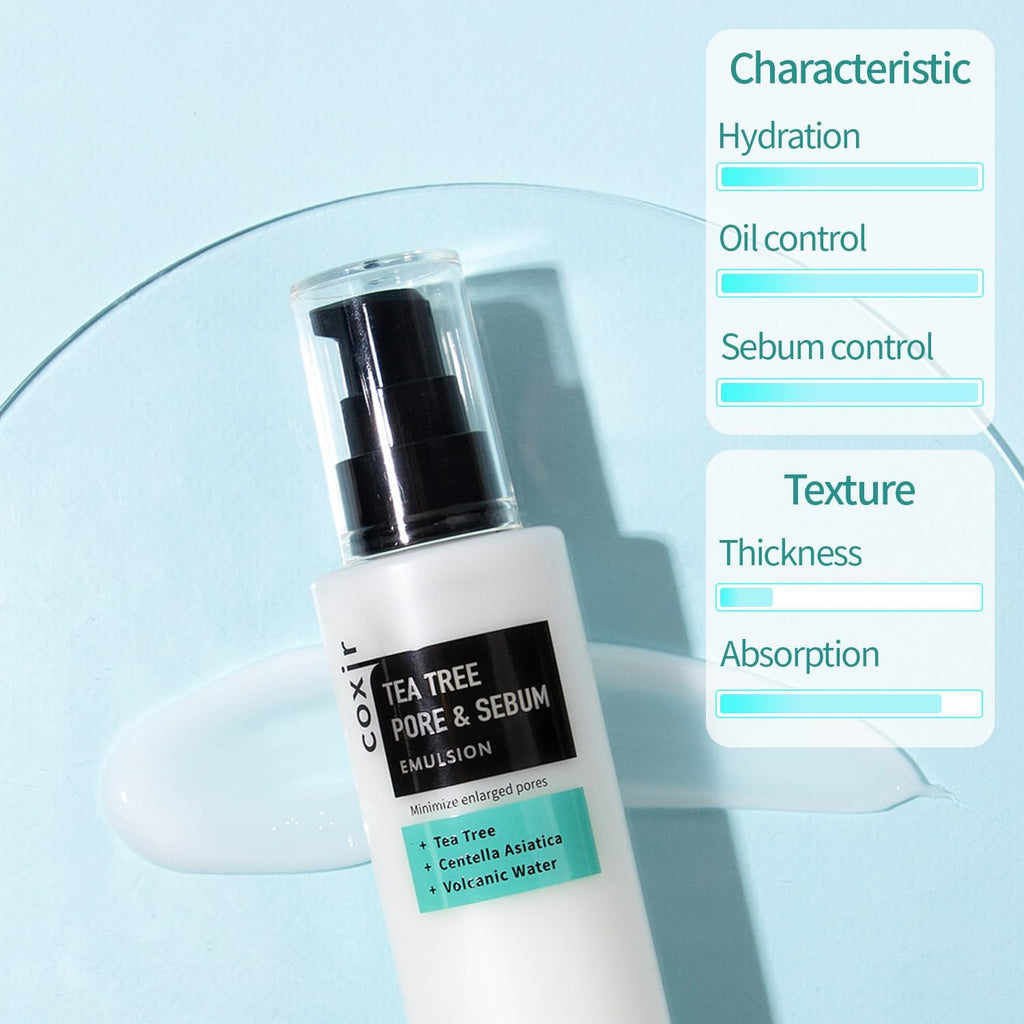 Coxir Tea Tree Pore&Sebum Emulsion, Emulsión 1 Unidad 100 Ml