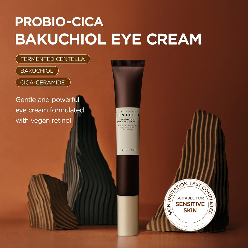 Madagascar Centella Probiótico Crema Contorno De Ojos De Con Bakuchiol (Retinol Vegano) – Hidratante Antiarrugas Y Antiedad Con Acido Hialurónico – Skincare Coreano – 20 Ml